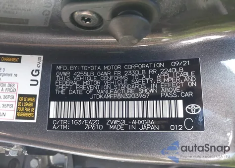 2022 Toyota Prius Prime Limited из США, поврежденный, VIN JTDKAMFP8N3203967